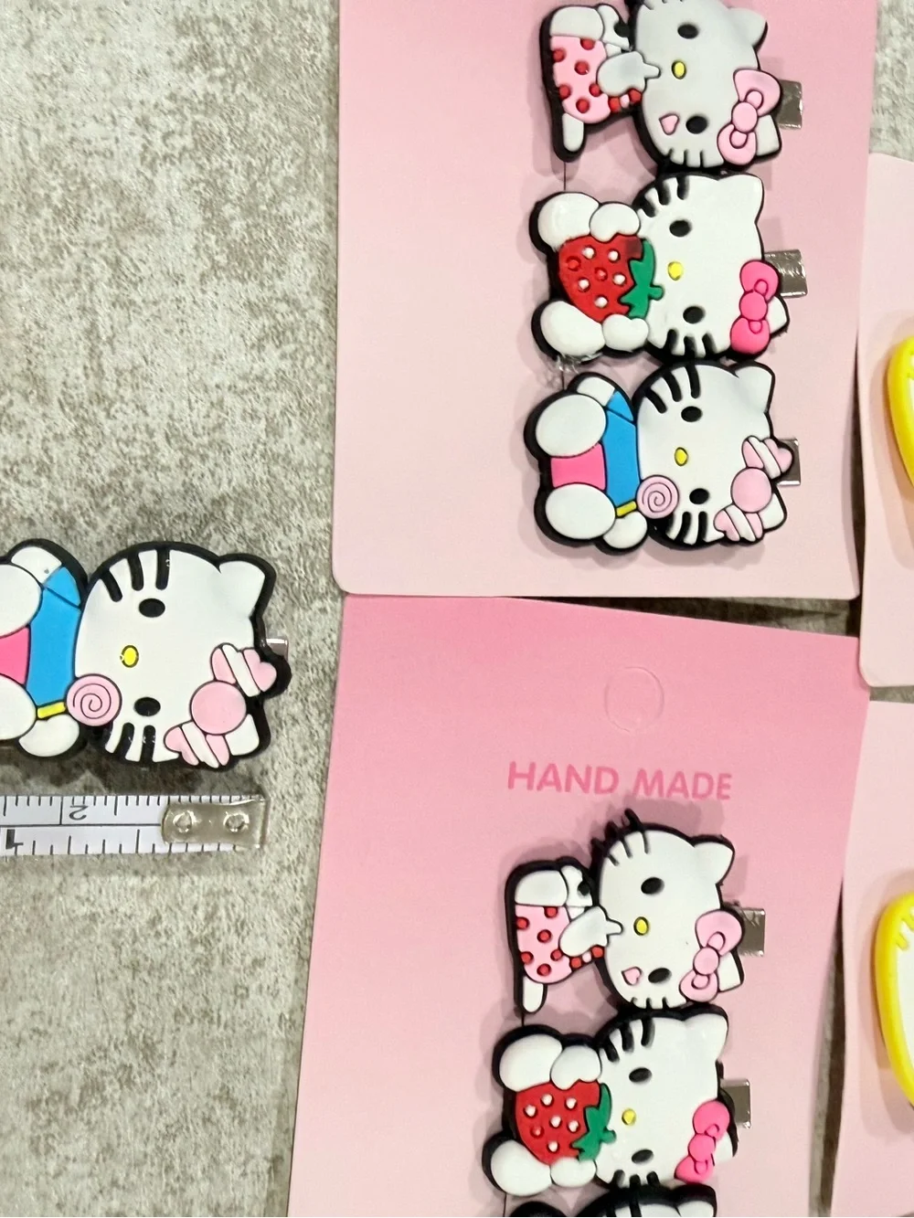 2/20 6 pack Cute Pink Kitty Hair Clips Set-18 gift lot- Sanrio Kawaii bundle